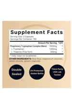 NatureBell L Tryptophan 1300mg with L Theanine 200mg, 300 Capsul.Abd.46.