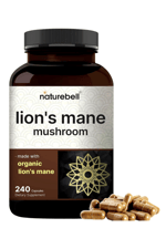 Naturebell  Lions Mane Mushroom Organic  9,000mg, 240 Capsules.Abd Menşei.