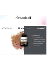 Naturebell  Lions Mane Mushroom Organic  9,000mg, 240 Capsules.Abd Menşei.
