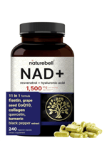 NatureBell NAD+ 1,500mg  240 Veggie Capsul 10-in-1 Complex with Resveratrol Plus Hyaluronic Acid, Quercetin, Fisetin, Collagen, & More – Nicotinamide.56.