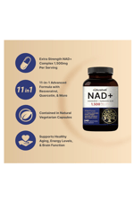 NatureBell NAD+ 1,500mg  240 Veggie Capsul 10-in-1 Complex with Resveratrol Plus Hyaluronic Acid, Quercetin, Fisetin, Collagen, & More – Nicotinamide.56.