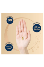NatureBell Omega 3 Fish Oil 4,200mg, 180 Burpless Softgels, Highly Purified EPA 1,200mg  DHA 900mg 60 Servis.