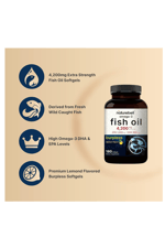 NatureBell Omega 3 Fish Oil 4,200mg, 180 Burpless Softgels, Highly Purified EPA 1,200mg  DHA 900mg 60 Servis.