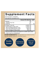 NatureBell Omega 3 Fish Oil 4,200mg, 180 Burpless Softgels, Highly Purified EPA 1,200mg  DHA 900mg 60 Servis.