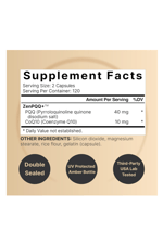 NatureBell PQQ 40mg with CoQ10, 240 Capsules  Active Pyrroloquinoline Quinone, Highly Bioavailable ZenPQQ+ Formula – Promotes Heart, Brain,  Mitochondrial Health.