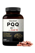 NatureBell PQQ 40mg with CoQ10, 240 Capsules  Active Pyrroloquinoline Quinone, Highly Bioavailable ZenPQQ+ Formula – Promotes Heart, Brain,  Mitochondrial Health.