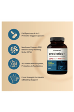 NatureBell Probiotics 200 Billion CFU  240 Veggie Capsul with Synbiotic Blend of Digestive Enzymes, Prebiotics, & Postbiotics – 40 Strains – Full-Spectrum Gut Health & Bloating.55.