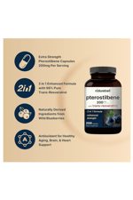 NATUREBELL Pterostilbene with 98% Trans-Resveratrol, 200mg Per Serving, 200 Capsules.Abd Menşei.52.