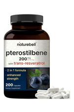 NATUREBELL Pterostilbene with 98% Trans-Resveratrol, 200mg Per Serving, 200 Capsules.Abd Menşei.52.