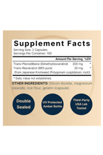 NATUREBELL Pterostilbene with 98% Trans-Resveratrol, 200mg Per Serving, 200 Capsules.Abd Menşei.52.