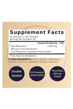 NatureBell Resveratrol 1000mg  180 Veggie Capsules, 99% Pure Trans-Resveratrol 56.