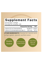 NatureBell Vitamin D3 10,000 IU + K2 200 mcg, MK 7 FORM  240 Softgels.59.