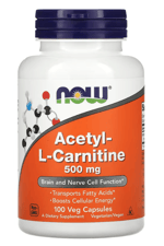NOW Acetyl-L-Carnitine  500 mg  100 Veg Capsul. USA.46.