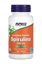NOW Foods Certified Organic Spirulina 500mg 100 Tablet. USA.33.