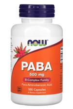 Now Foods, PABA, 500 mg, 100 Capsules. USA Menşei.29.
