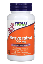 NOW Foods, Resveratrol, 200 mg, 60 Veg Capsules..Abd Menşeidir.
