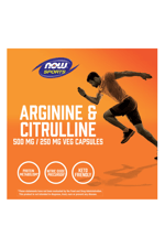 NOW Foods Sports Arginine  Citrulline 750mg 240 Veg Capsul.Abd Menşei.58.