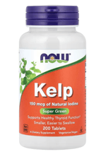NOW Kelp 150 mcg of Natural Iodine, Easier to Swallow Tablet, Super Green, 200 Tablet.