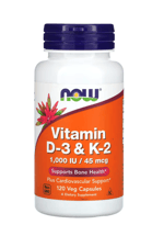 NOW  Vitamin D-3  K-2  120 Veg Capsule.Özel Sporcu Gıdaların'dan.ABD Menşei.36.