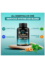 NUTRAHARMONY  GABA L-Theanine 900 mg - Made in USA - Magnesium  Vitamin B6 - Calm, Sleep, Relaxation & Mood Support - Gamma AminoButyric Acid, L-Theanine - Non-Habit Forming, Vegan - 120 Capsul.50..