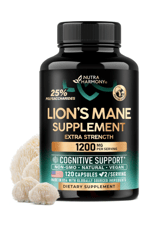 NUTRAHARMONY  Organic Lions Mane - Made in USA 1200 mg Memory & Focus Support  120 Capsules.