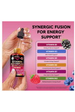 NUTRAHARMONY  Vitamin B-Complex B5 Pantothenic Acid  B12 Methylcobalamin  B1 Thiamine  B6 Pyridoxine  B7 Biotin  B9 Folic  B3 Niacinamide - B Complex Liquid Drops, Made in USA.