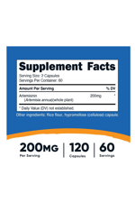 Nutricost Artemisinin 200mg, 120 Vegetarian Capsules - Non-GMO, Gluten Free, 60 Servings.Abde Menşei.40.