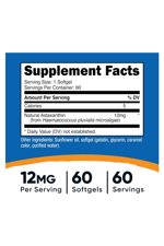 Nutricost Astaxanthin 12mg, 60 Softgels - Non-GMO and Gluten Free.
