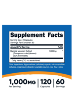 Nutricost Bacopa Monnieri 1000mg, 120 Capsul (60 Servings)..Abd Menşei.39.