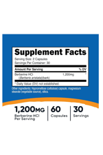 Nutricost Berberine HCl 1200mg , 60 Vegetarian Capsules - Gluten Free.