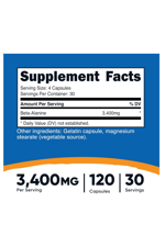 Nutricost Beta-Alanine Capsules 3400mg, 120 Caps (30 Serv).