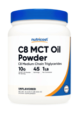 Nutricost C8 MCT Oil Powder 1LB (16.2oz) - 95% C8 MCT Oil 454gr.