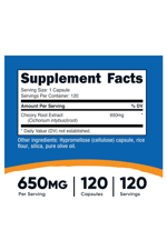 Nutricost Chicory Root 650mg Per Capsule - 120 Plant-Based Capsul.