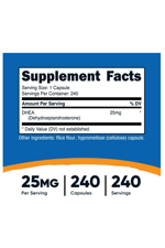 Nutricost DHEA 25mg, 240 Capsules..Abd Menşei.