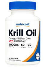 Nutricost Krill Oil 1000mg, 60 Softgels - Omega-3 EPA-DHA Krill Oil Supplement, with Superbakrill.Abd Menşei.