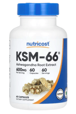 Nutricost KSM66 Root Extract 600mg, 60 Veggie Caps - High Potency 5% Withanolides - with BioPerine 39.