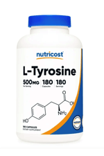 Nutricost L-Tyrosine 500mg, 180 Capsules - Non-GMO & Gluten Free.Usa.37.