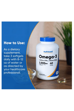 Nutricost Omega 3 Fish Oil - 2500MG, 120 Softgels (40 Serv) - Fish Oil, Wild Caught! 1200mg EPA 850mg DHA - Non-GMO, Gluten Free.