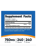 Nutricost (Özelsporcugıdaların'dan !!) Magnesium Oxide 750mg, 240 Capsules.36.