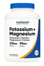 Nutricost Potassium (99 mg) Magnezium (210 mg) Citrates, 240 Capsules - Non-GMO, Gluten Free.