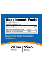 Nutricost Potassium (99 mg) Magnezium (210 mg) Citrates, 240 Capsules - Non-GMO, Gluten Free.