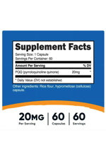 Nutricost PQQ (Pyrroloquinoline Quinone) 20mg, 60 Capsules - Non-GMO, Gluten Free. ABD MENŞEİ.40.