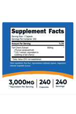 Nutricost Tart Cherry Extract 3000mg, 240 Vegetarian Capsules - Gluten Free, Non-GMO.Abd 38.