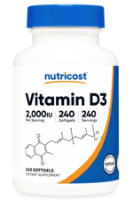Nutricost Vitamin D3 2000 iu Softgels, 240 Softgels.Abd Menşei.