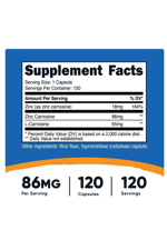 Nutricost Zinc Carnosine 86mg, 120 Capsules - Non-GMO, Gluten Free.Abd Menşei.42.