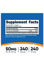 Nutricost Zinc Picolinate 50mg (240 Vegetarian Capsules) - Gluten Free & Non-GMO.Abd Menşei.4147.