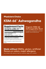 Physician'sChoice KSM-66 Ashwaganda 1000mg 60 Capsul Black Pepper.USA MENŞEİ.57.