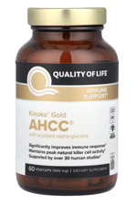 Quality of Life, Kinoko® Gold AHCC® with Acylated Alpha-Glucans, 60 Vegicaps.Abd Menşeidir.82.