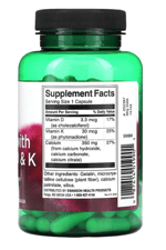 Swanson, Calcium with Vitamins D & K, 100 Capsul.Made In Usa.