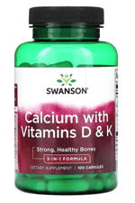Swanson, Calcium with Vitamins D & K, 100 Capsul.Made In Usa.